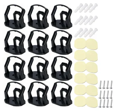 12er Set Hutablage mit Wandhaken, selbstklebend, schwarz