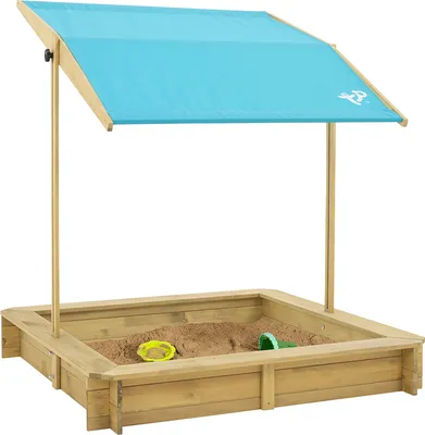 Obrázok produktu pre TP Toys Drevené pieskovisko so slnečnou strieškou prírodné 117 x 117 x 117 cm (D x Š x V)