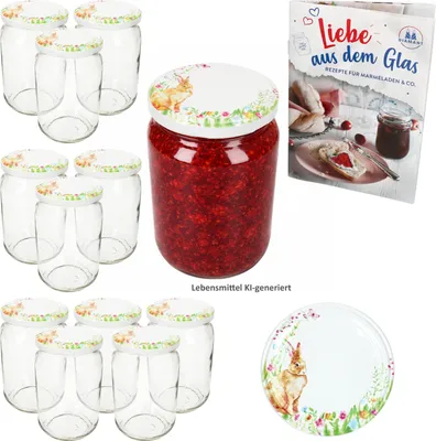 Produktbild von 12er Set Sturzglas 720ml Einmachglas Osterfreude Deckel Ostern Heft