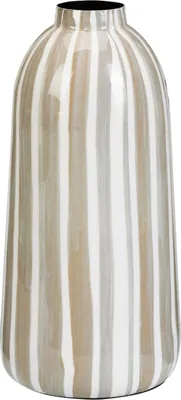 Produktbild von Metallvase 25cm, gestreift in Beige und Hellgrau-Braun