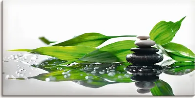 Produktbild von ARTland Leinwandbild Spa mit Steinen und Bambus Größe: 40x20 cm