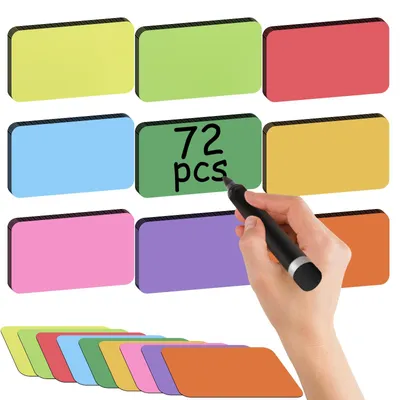 Produktbild von 72 beschreibbare Magnetstreifen, Magnetetiketten, Schreibtafeln, Whiteboard-Zubehör, abwischbar für Magnettafeln, Magnetwände, Kühlschränke (120 x 70 mm)