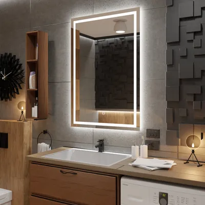 Obrázek produktu pro Koupelnové zrcadlo s LED osvětlením a dotykovým vypínačem - Atlanta - 60 cm, 90 cm
