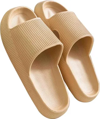 Produktbild von MODFU Herren/Damen Badeschuhe Hausschuhe Slippers Sommer Slide Pantoletten Badelatschen Strand Indoor/Outdoor rutschfest Baden Uni Einfarbig 42-43 Khaki