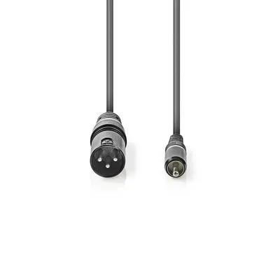 Produktbild von Nedis Unausgeglichen Audiokabel - XLR 3-Pin Stecker - RCA - Vernickelt - 3.00 m - Rund - PVC - Dunkelgrau - Kartonhülle