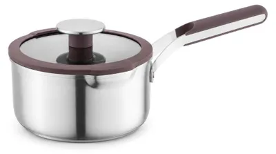Produktbild von BergHOFF Home Stielkasserolle 16 cm Edelstahl mit Glasdeckel, für alle Herdarten, backofenfest bis 180 Grad