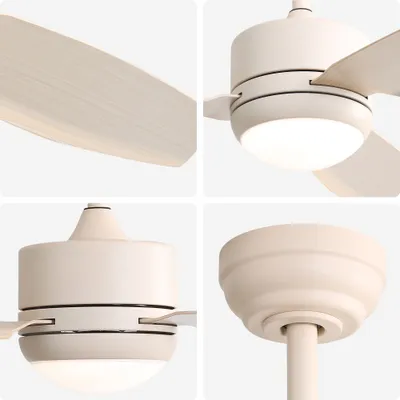 Obrázek produktu pro Stropní ventilátor AIORBER, 3 lopatky 46", 18W LED 3 barvy světla, 3000K-6000K, s dálkovým ovládáním, 6 nastavení rychlosti, časovač, reverzibilní motor, béžová barva
