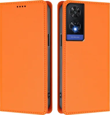 Image de Etui en cuir pour TCL 505, étui magnétique en cuirPolyuréthaneavec support Orange