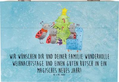 Produktbild von Mr. & Mrs. Panda Kiste Weihnachten Smörle 22 x 15 cm - Eisblau - Geschenk, Weihnachtsbaum, Tannennadeln, schatztruhe, fotobox, Truhe, Pfefferminzstange, Geschenkbox