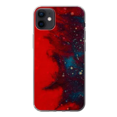Produktbild von MuchoWow® Handyhülle Schutzhülle Hülle für iPhone 12 mini Tinte - abstrakt - rot - blau Silikon Softcase Handy Hülle - Bild