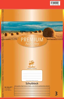 Produktbild von Schulblock Premium A4 50 Blatt liniert Lineatur 3 Packung mit 10 Stück
