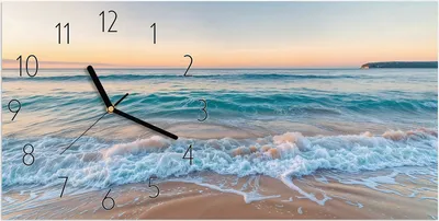 Produktbild von Wanduhr aus Glas mit Motiv Strandhorizont- 60 x 30 cm - inkl. Aufhängesystem
