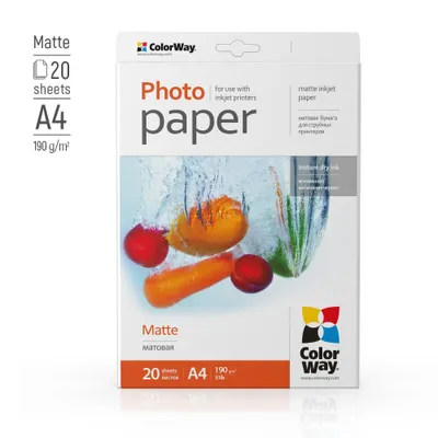 Produktbild von Colorway PM190020A4, Matt, 190 g/m², Tintenstrahl, A4, 20 Blätter, 215 µm