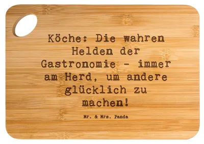 Produktbild von Mr. & Mrs. Panda Holzbrett Spruch Koch Helden - Transparent - Geschenk, Berufsliebe, Kochleidenschaft, vesperbrett, schneidbrett, Kulinarik, Genussmacher, Brett, Beruf