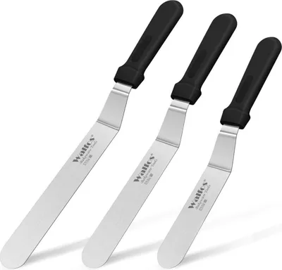 Image de Walfos Acier inoxydable Spatule à sucre coudée Set 15cm, 20cm, 25cm