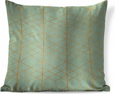 Produktbild von MuchoWow® Zierkissen Sofakissen Wohnzimmer Dekokissen 60x60 cm Gold - Linie - Muster - Sitzfläche - Foto Polster