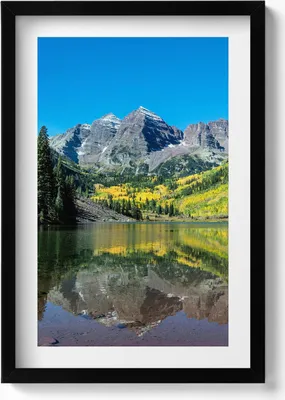 Produktbild von See, Berge und Wälder– Wandbild mit Rahmen – Gerahmtes Bild  – Wanddekoration – 40x60 cm –  Schwarz