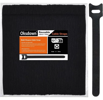 Produktbild von Klett Kabelbinder Wiederverwendbar 150mm x 12mm Schwarz 100 Stück