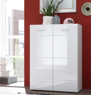 Produktbild von Schuhschrank >Olivia< in Weiß aus MDF - 90x122x40cm (BxHxT)