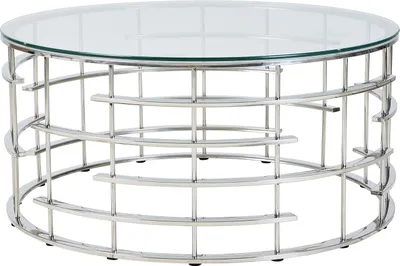 Produktbild von SalesFever Couchtisch Ø 90 cm | Tischplatte Sicherheitsglas 8 mm | Gestell rostfreier Edelstahl | B 90 x T 90 x H 42 cm | silber – klar
