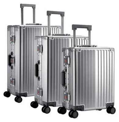 Produktbild von Aluminium Reisekoffer Silver HEUER Stripe Hartschalenkoffer Suitcase Trolley Luggage (S)