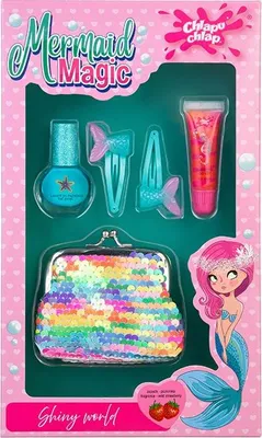Immagine prodotto di Set per bambini CHLAPU CHLAP Mermaid Magic II Wild Strawberry con borsetta, smalto, lucidalabbra e fermagli per capelli