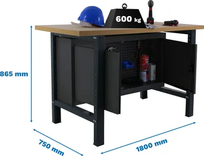 Produktbild von SIMONWORK BT6L MDF CABINET 1800 Werkbank ANTRACITE/MADEIRA mit Parafuses