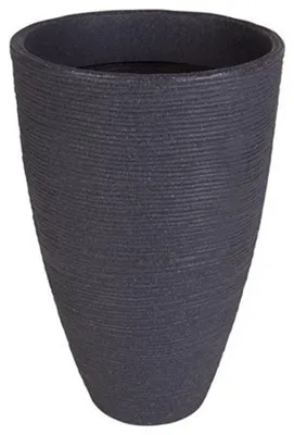 Image de BURI Pot à cannelures anthracite Pot de fleurs Vase Terrasse Balcon Jardin Déco