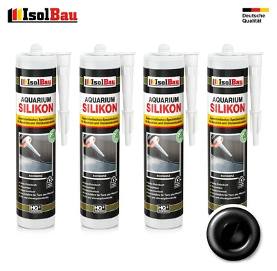 Isolbau Aquarium Silikon 4 x 300 ml Schwarz Glassilikon dauerelastisch wasserdicht