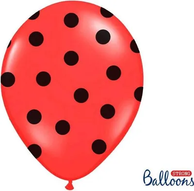 Produktbild von Rote Luftballons mit schwarzen Punkten, 30cm (1 Packung / 6 Stück)