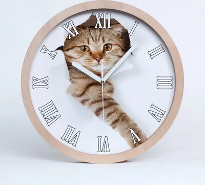 Produktbild von Holzuhr 20fi cm wanduhr - weiße Spitzen - Katze