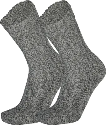Produktbild von Tobeni 3 Paar Grobstrick Norwegersocken mit Wolle Arbeitssocken für Damen und Herren, Farbe:Grau Meliert, Grösse:39-42