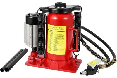 Produktbild von Pneumatischer hydraulischer Stempelwagenheber - 20 t - Hubhöhe 260–510 mm - Sicherheitsventil - Handpumpe - für Lkw und SUV - Rot