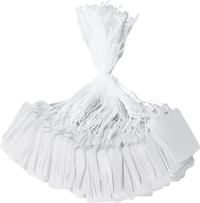 Produktbild von Selbstklebendes Etikett 300 Stück Preisschilder, 35 x 22 mm, weißes Etikett mit Kordel, beschreibbare Blankopapier-Preisschilder, Etikett für Kleidung