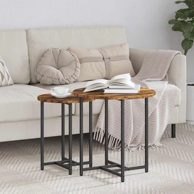 Produktbild von "WINTER SALE"Beistelltisch - modernes Design - Flurtisch/Wohnzimmertisch --Set 2 pcs Geräucherte Eiche und Schwarz NEU542173 - Konsolentische