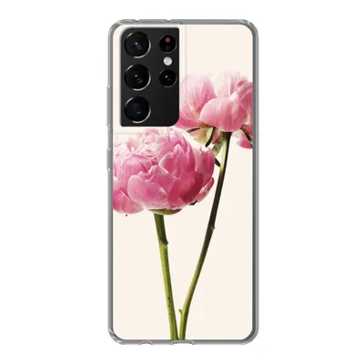 Produktbild von MuchoWow® Handyhülle Schutzhülle Hülle für Samsung Galaxy S21 Ultra Blumen - Blüte - Rosa Silikon Softcase Handy Hülle - Mobiltelefon