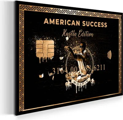 Produktbild von Motivation Karte Wolf of Wallstreet Wandbild Leinwandbild Deko Kunst XL: 60x40x2cm