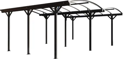 Produktbild von Freistehender überdachter Doppel-Carport - für 2 Fahrzeuge - 30 m² - Aluminium - Anthrazitgrau - BARESA