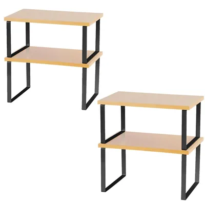 Produktbild von 4-teiliges Gewürzregal, Küchenorganizer, stapelbar, erweiterbar, Metall, Holzverbundwerkstoff, schwarz