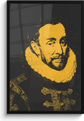 Produktbild von MuchoWow® MuchoWow® Gerahmtes Poster Wilhelm von Oranien - Adriaen Thomasz - Gelb 60x90 cm - Poster mit zchwarzem Bilderrahmen - Kunst
