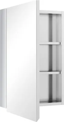 Obrázek produktu pro Koupelnové zrcadlo – nerezová ocel – 1 zrcadlová dvířka – 2 police – výška 60 cm