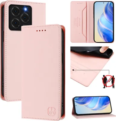 Obrázek produktu pro Kožené pouzdro pro Ulefone Note 20 Pro, flipové pouzdro s přihrádkami na karty, peněženkou a stojánkem Růžový