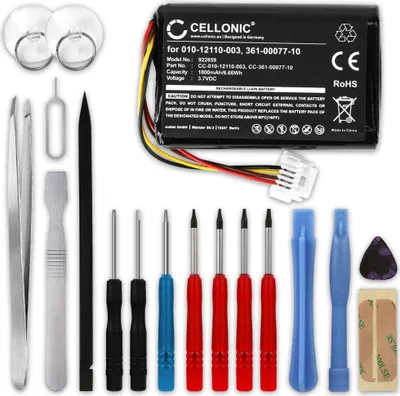 Image de CELLONIC 1x Batterie pour GPS / Navigation Compatible avec Garmin Zumo 590LM, Zumo 595LM, Zumo 595, 010-12110-003 - (1800mAh, 3.7V) + kit d'outils 17pcs