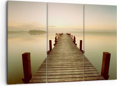 Produktbild von Bild auf Leinwand - Leinwandbild - Brücke See - 105x70cm - Wand Bild - Wanddeko - Wandbilder - Leinwanddruck - Bilder - Kunstdruck - Wanddekoration - Leinwand bilder - Wandkunst - CE105x70-3625