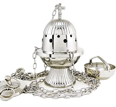 Weihrauchbrenner vernickeltes Messing handgefertigt 18 cm