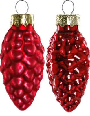 Produktbild von TrendLine Weihnachtskugeln Glas-Tannenzapfen 6 cm rot 12 Stück