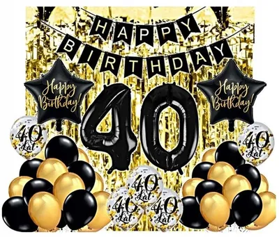 Produktbild von PartyPal Geburtstagsdeko Set 40 Schwarz Gold Konfetti