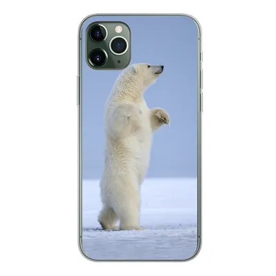 Produktbild von MuchoWow® Handyhülle Schutzhülle Hülle für iPhone 11 Pro Max Eisbär - Lustig - Schnee - Kinder - Jungen - Mädchen - Kind Silikon Softcase Handy Hülle - Schutz