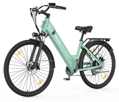 Zdjęcie produktu dla Miejski rower elektryczny VELOPRO C1, 250 W, akumulator 36 V 13 Ah, 7 biegów Shimano, tylny bagażnik, Zielony