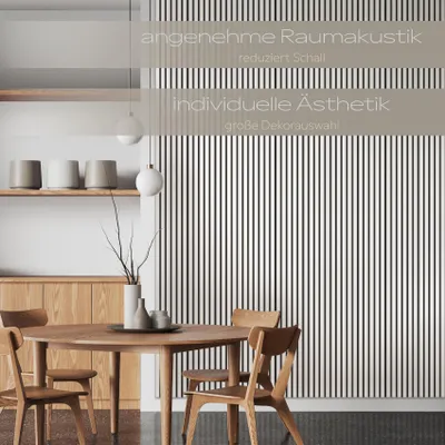 Zdjęcie produktu dla Panele akustyczne HEXIM, seria Comfort, 1,67 m², płyta MDF, drewno, elastyczne panele ścienne, wymiary 278x60 cm, do wykończenia ścian, zapewniające izolację akustyczną